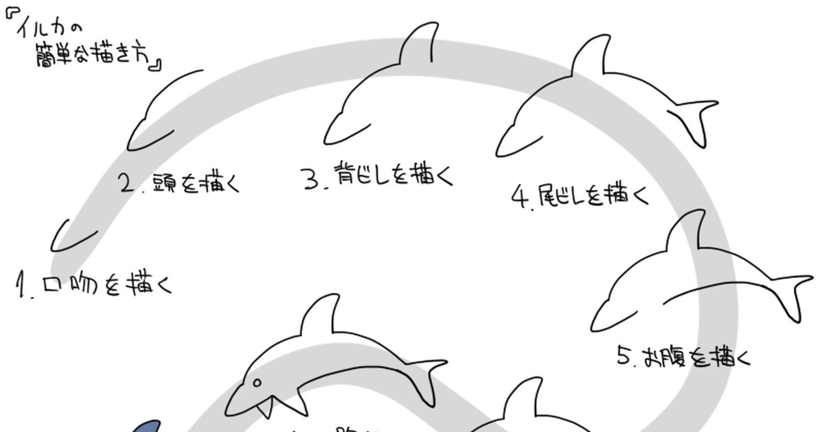 【イルカ】「イルカの簡単な描き方」イラスト/Dolphin [pixiv]