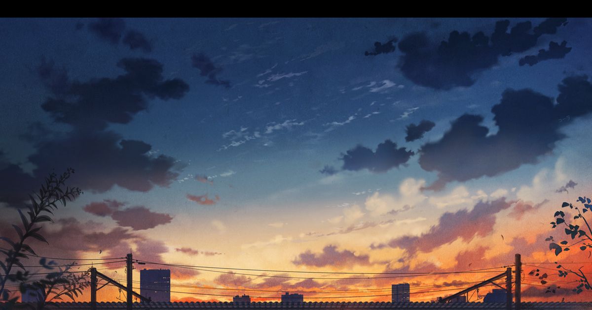 【オリジナル】「夕闇駅と遠い空」イラスト/コーラ [pixiv]