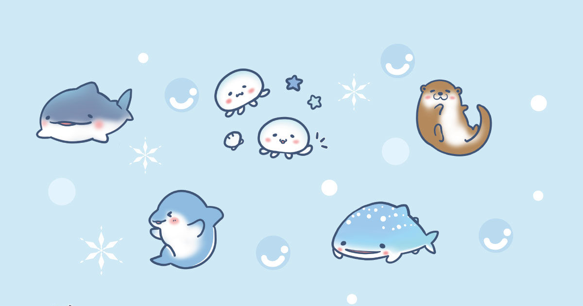 スマホ壁紙 スマホ壁紙 水族館の生き物大集合 さくらかおりのイラスト Pixiv