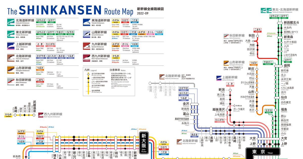 鉄道 新幹線線路一覧図 - 印刷物