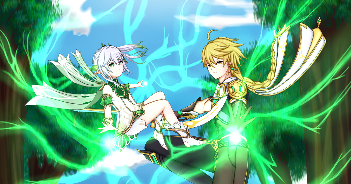 GenshinImpact, Genshin Impact, loli / Nahida and Aether - pixiv