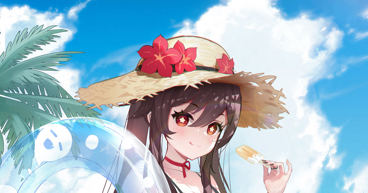 GenshinImpact, Genshin Impact, Genshin Impact / Hu Tao x Beach - pixiv