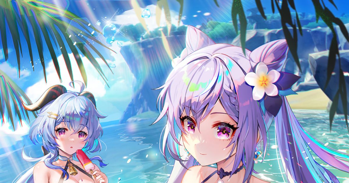 girl, Genshin Impact, swimsuit / 水着🏝️🌺 - pixiv