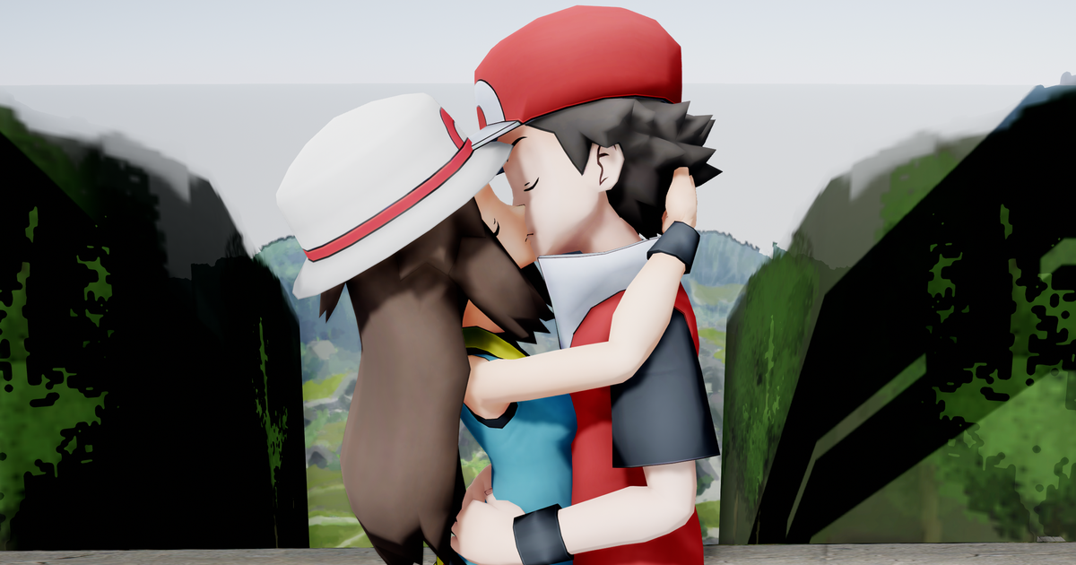 pokemon red and leaf kiss