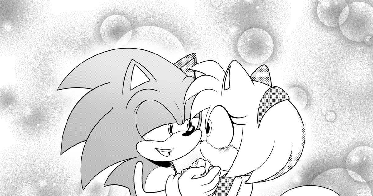 sonic, fanart, sonic the hedgehog / Sonamy art cuz why not - pixiv