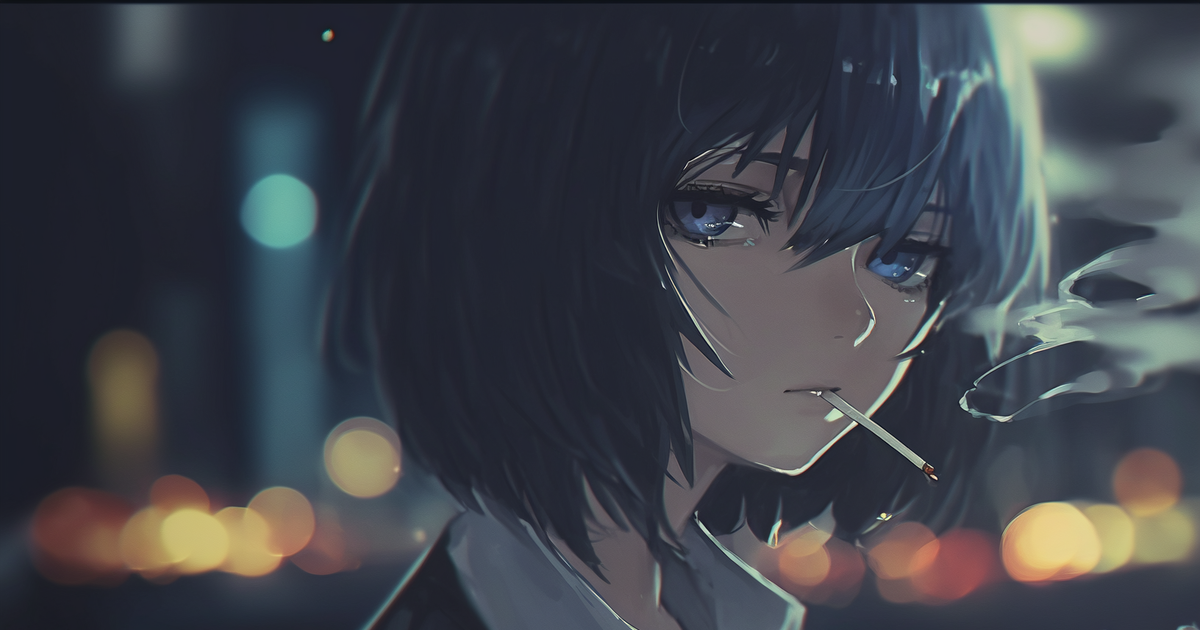 AI illustration, nijijourney, girl / Smoking - pixiv