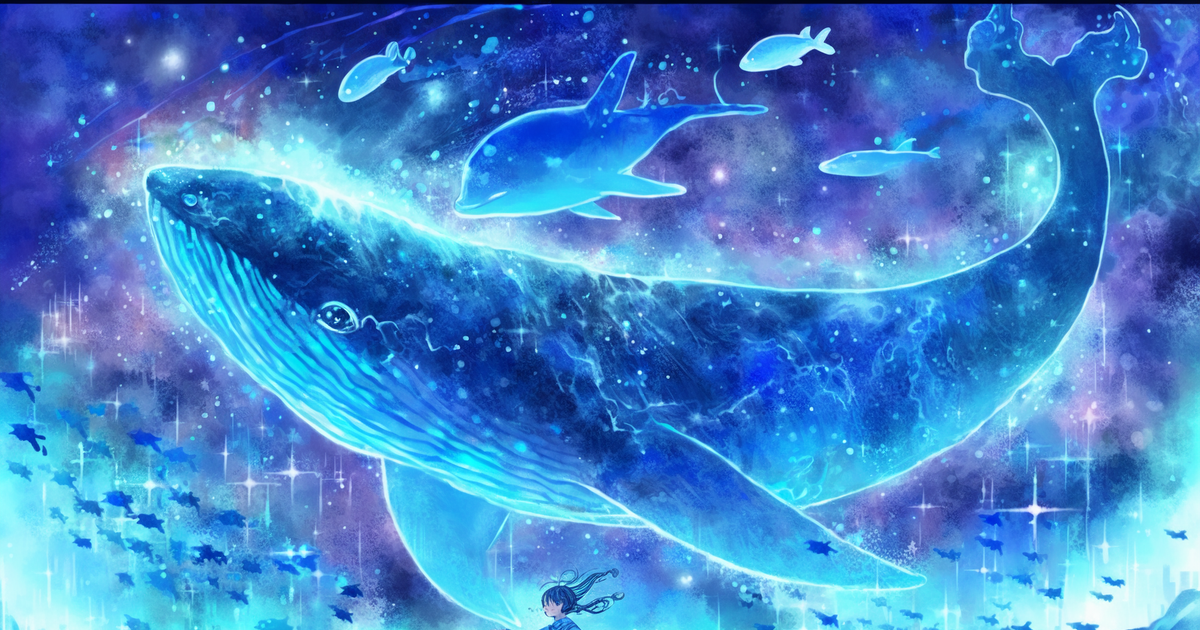 クジラ クジラ × 星空 - むすびのイラスト - pixiv