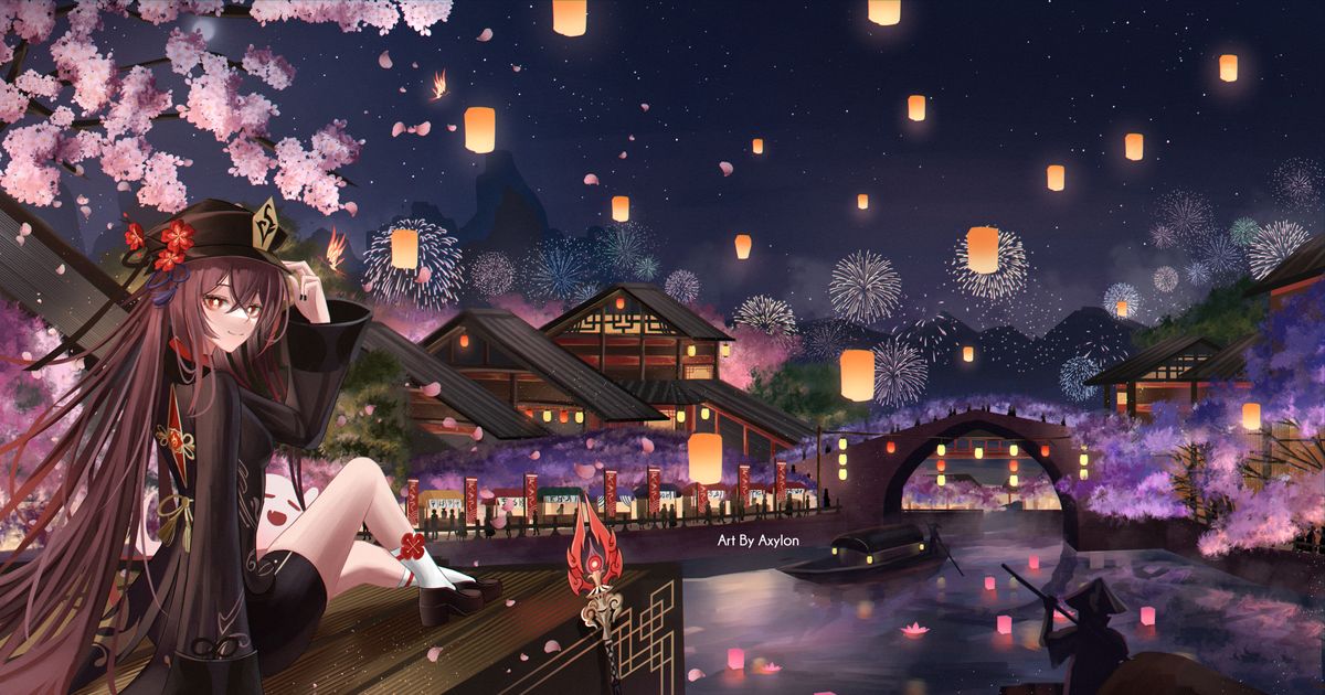 A R C A N U M — kilruas: hu tao & zhongli enjoying lantern