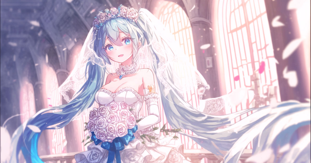 ウェディングドレス 初音ミク ウェディングドレス AI生成 - FlorTWの