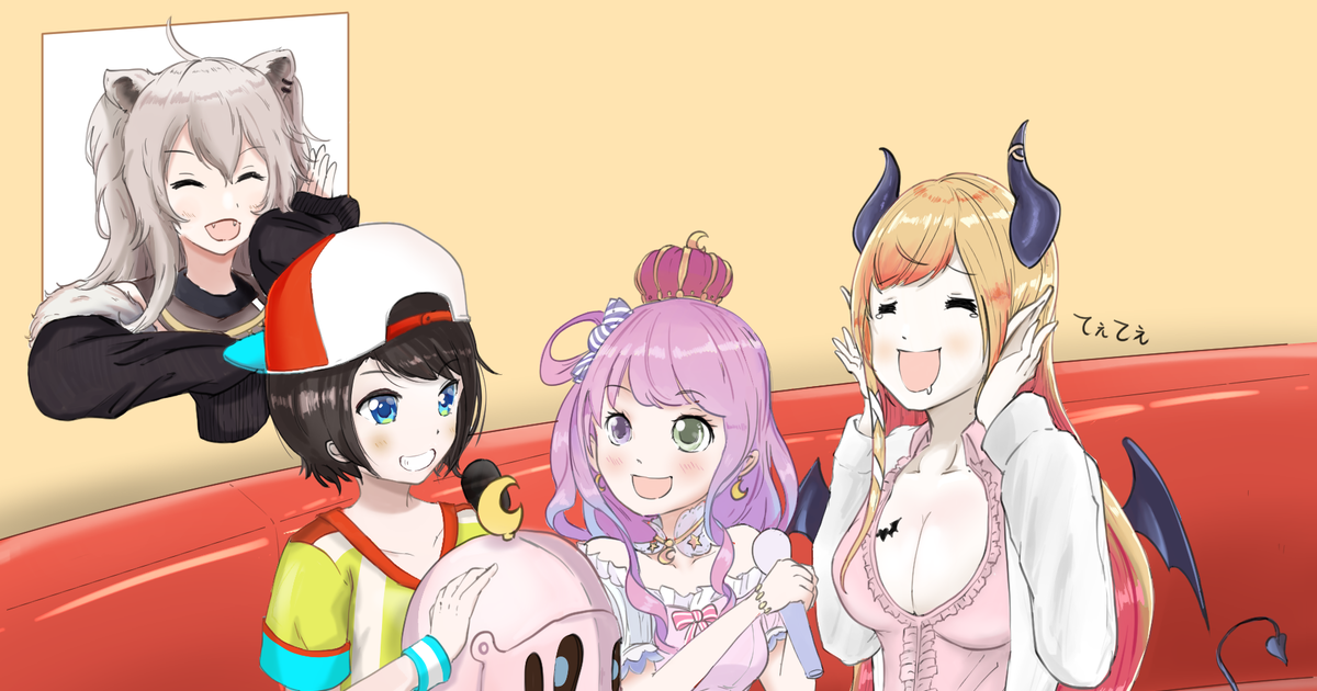 oozora subaru, shishiro botan, shishiro botan, himemori luna, yuzuki choco,  and 1 more (hololive) drawn by siitake_hat