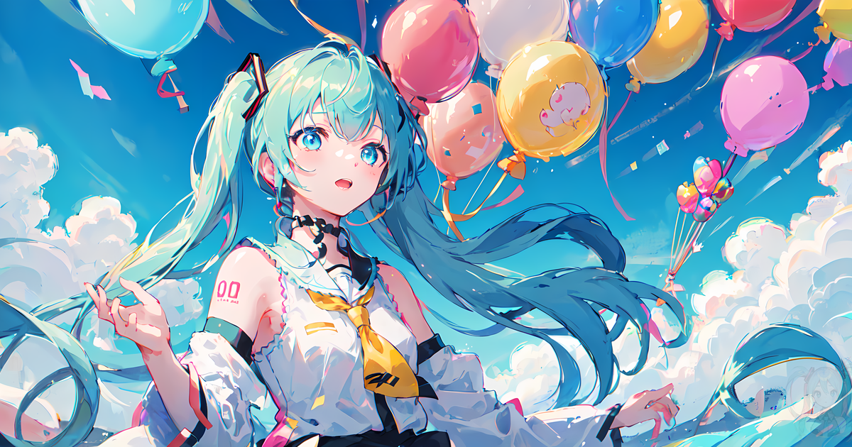 girl, hatsune miku, VOCALOID / 初音ミク風船フェスティバル - pixiv