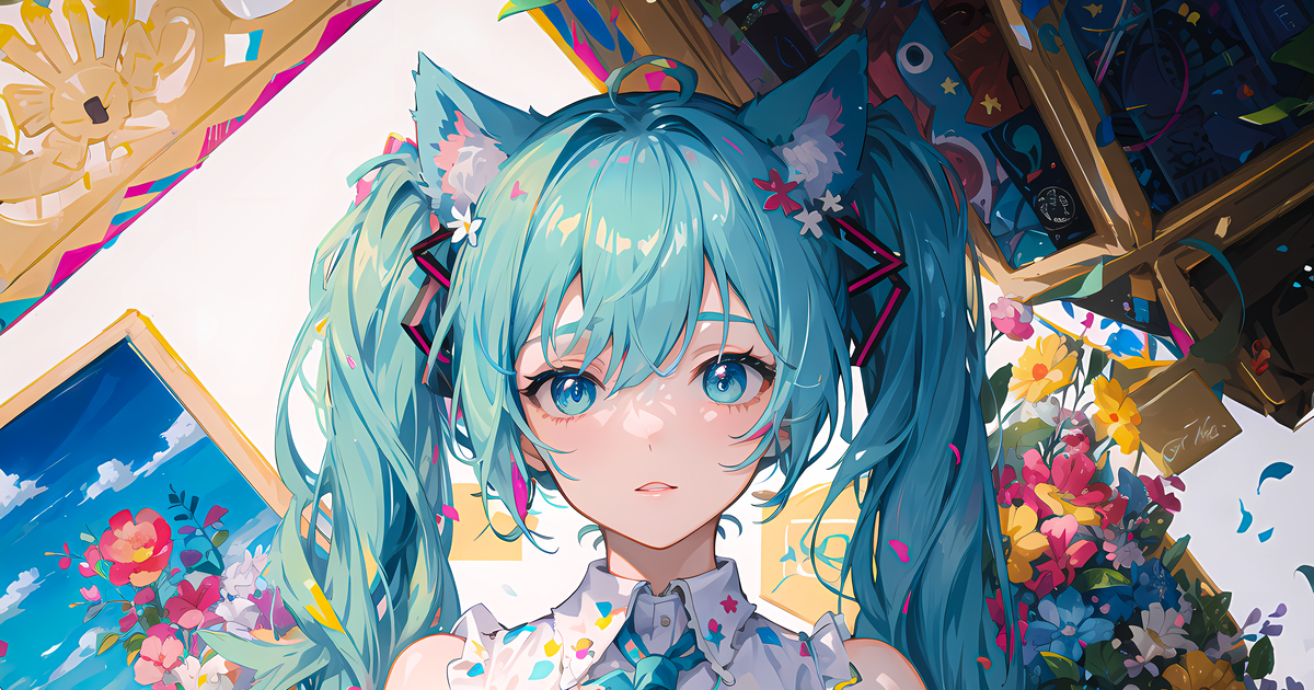 初音ミク 初音ミク x 🐱 - MeowBotのイラスト - pixiv