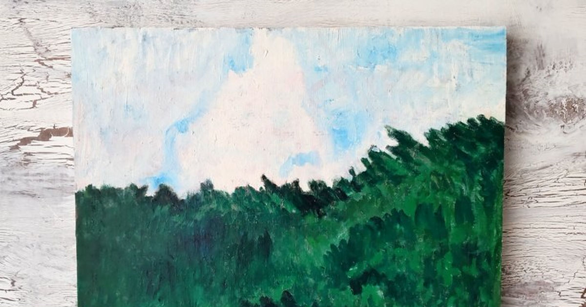 即日発送】 絵画 油絵 一点物 Ｆ８ 【冬の雲】 絵画/タペストリ