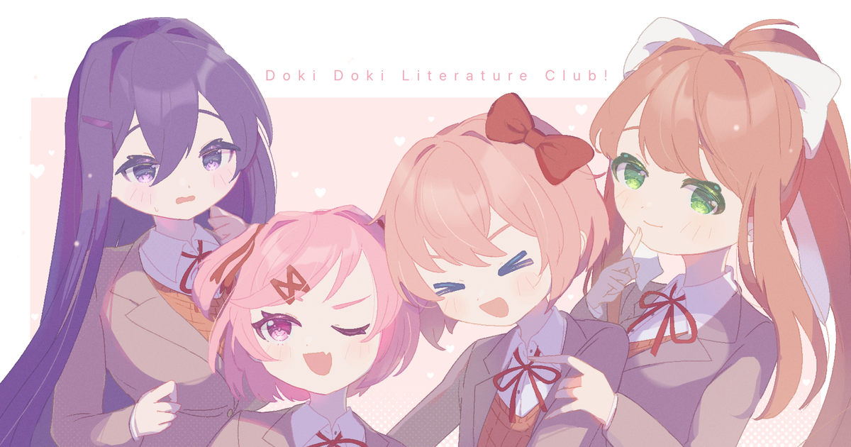 Artwork of doki doki literature club characters