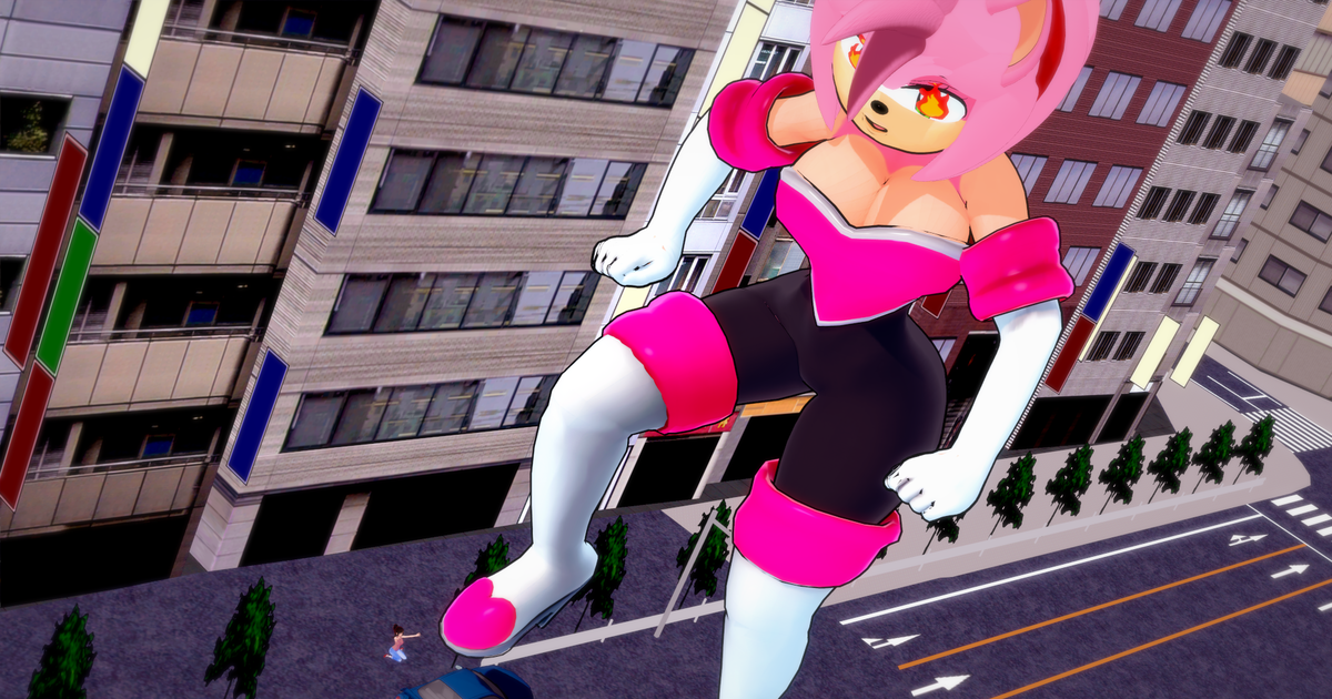 Koikatsu Koikatsu Furry Giant Amy Rose Crushing A Car Pixiv 