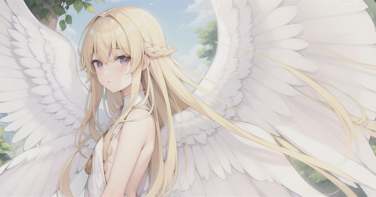 中性的 天使の微笑み - 翼のイラスト - pixiv