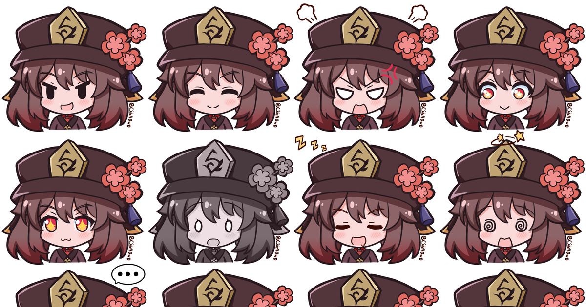 chibi, expression, Hu Tao / hutao chibi Emotion pack Vol:2 - pixiv