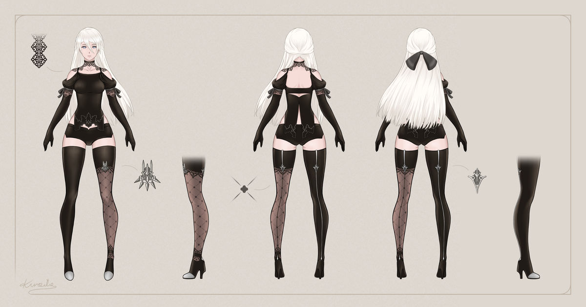 Nier Automata A2 concept - inglish  Modelado de personajes, Diseño de  personajes, Model sheet character