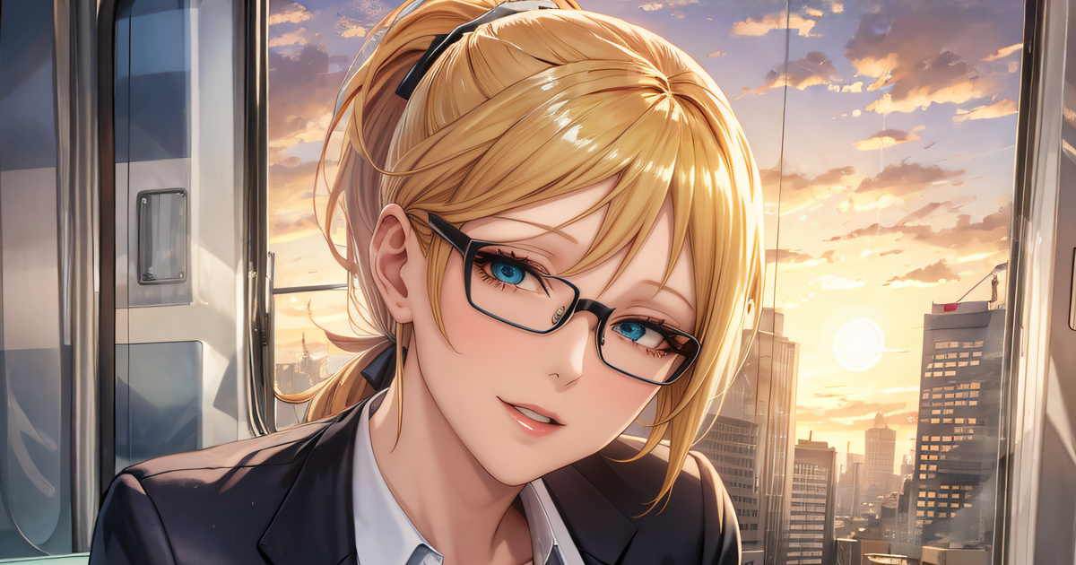Large Breasts Cleavage Girl Blonde Office Lady~ Pixiv 0240