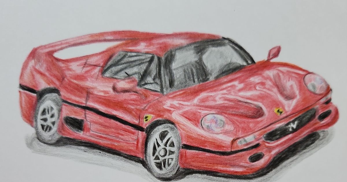 Ferrari, car, illustration / 『フェラーリ50』色鉛筆画。イラスト。車。 - pixiv