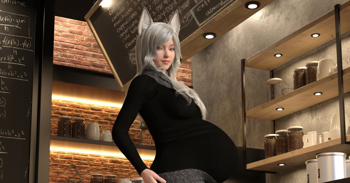 DAZ-Studio, bloated belly, pregnant / Foxes and Caffiene - pixiv