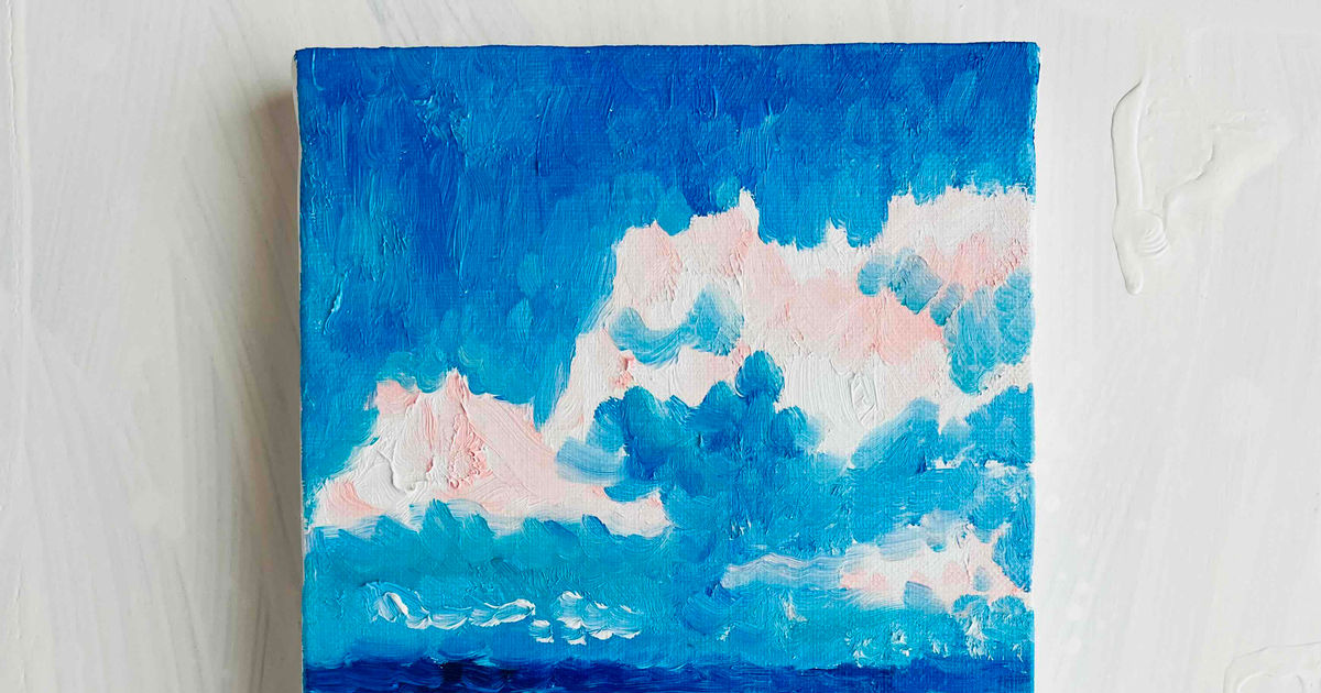 空 原画「晴れた日の海 ５」サムホール・油彩 - かいがのみせ 