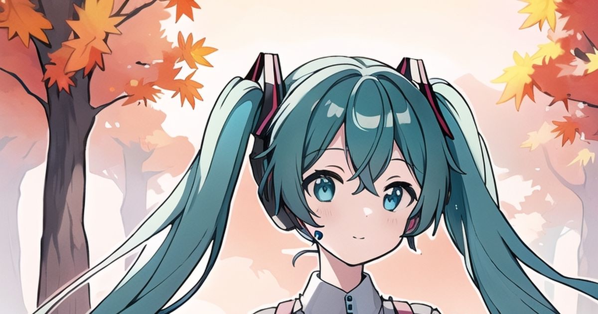 初音ミク Hatsune Miku Autumn Park Kuromikittyのイラスト Pixiv