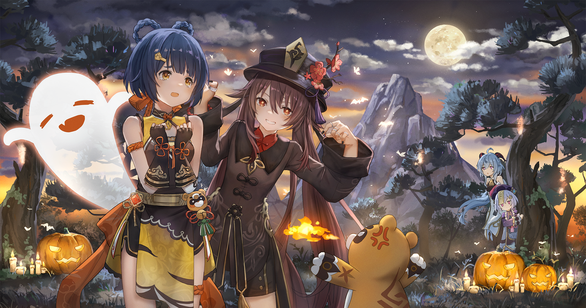 原神 胡桃と香菱のハロウィン Catzzのイラスト Pixiv