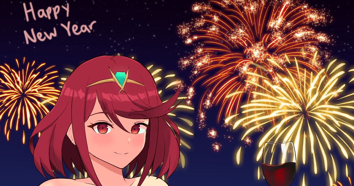 ホムラ(ゼノブレイド2) New Years Pyra - TiredTortoのイラスト - pixiv