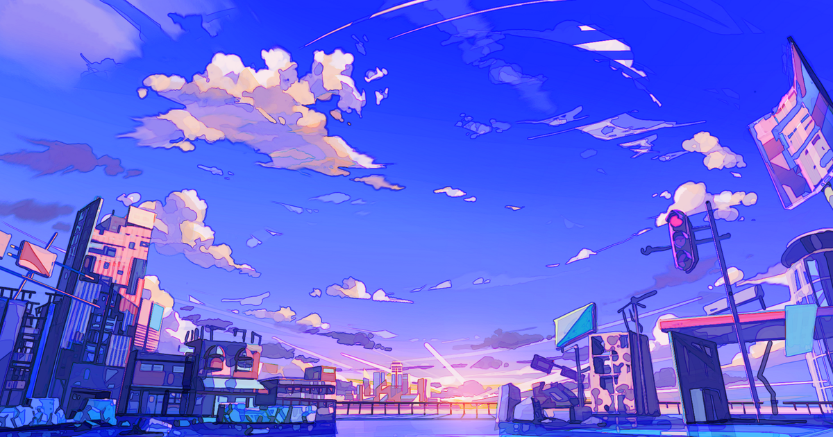original, sky, background / 夜明け - pixiv