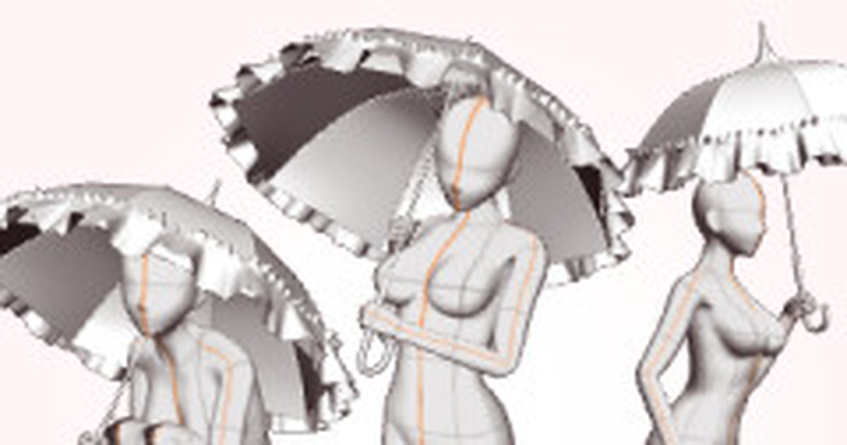 3d 3dポーズ作画資料 女の子傘を持つポーズ集2 Cli Poseのイラスト Pixiv
