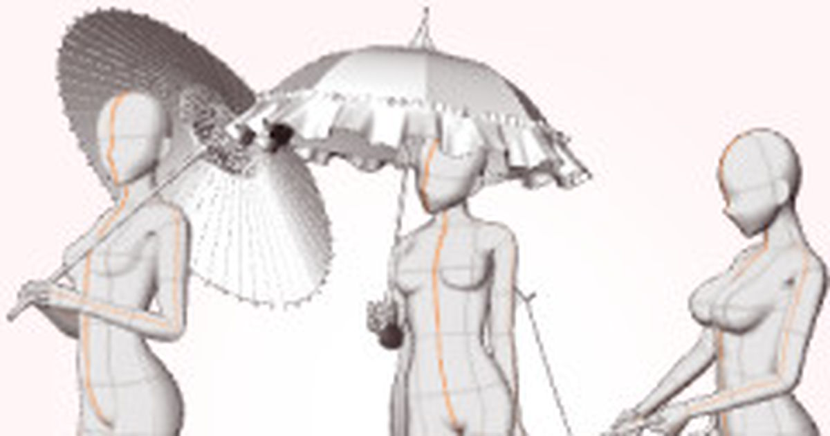 3d 3dポーズ作画資料 女の子傘を持つポーズ集3 Cli Poseのイラスト Pixiv