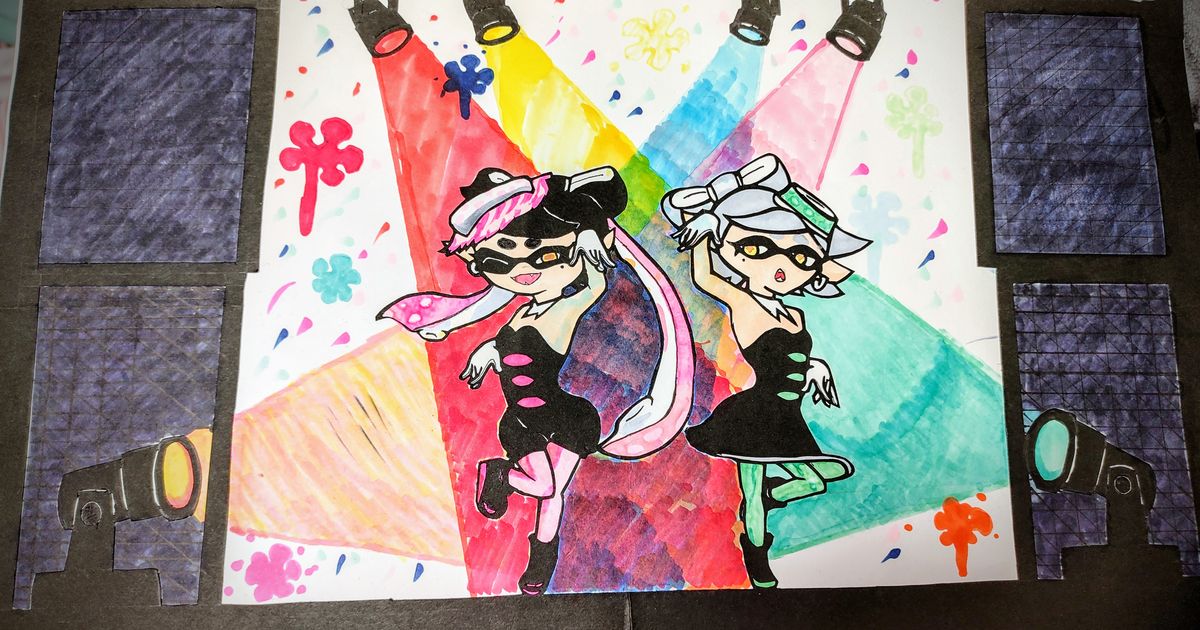 スプラトゥーン シオカラーズの切り絵アート - ポプテピーピ