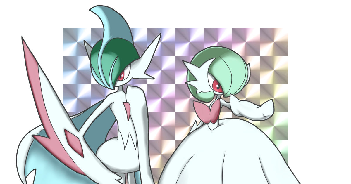 gardevoir, mega gardevoir, gallade, and mega gallade (pokemon) drawn by  monya