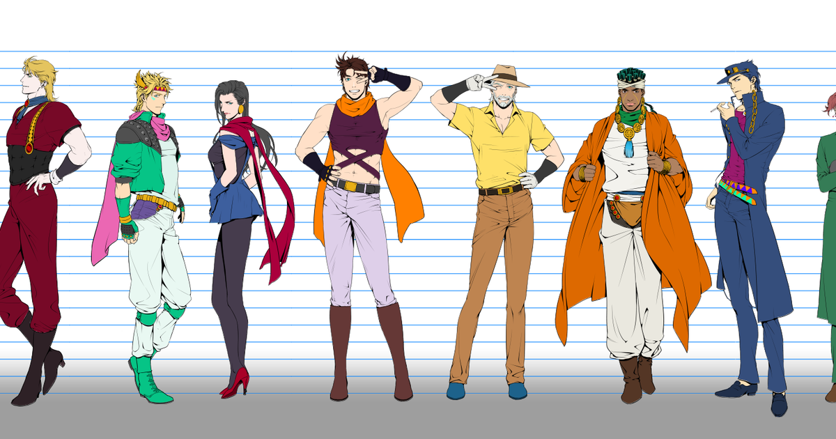 JoJo's Bizarre Adventure, Part Two, height comparison / 1～3部の方々身長 pixiv