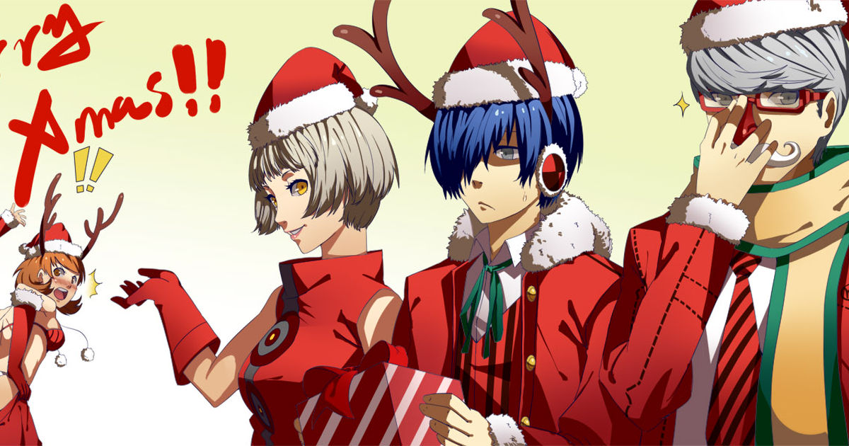 Персона род. Persona 3 Christmas. Persona 5 Merry Christmas. Persona 5 Christmas Art. Persona Christmas Art.