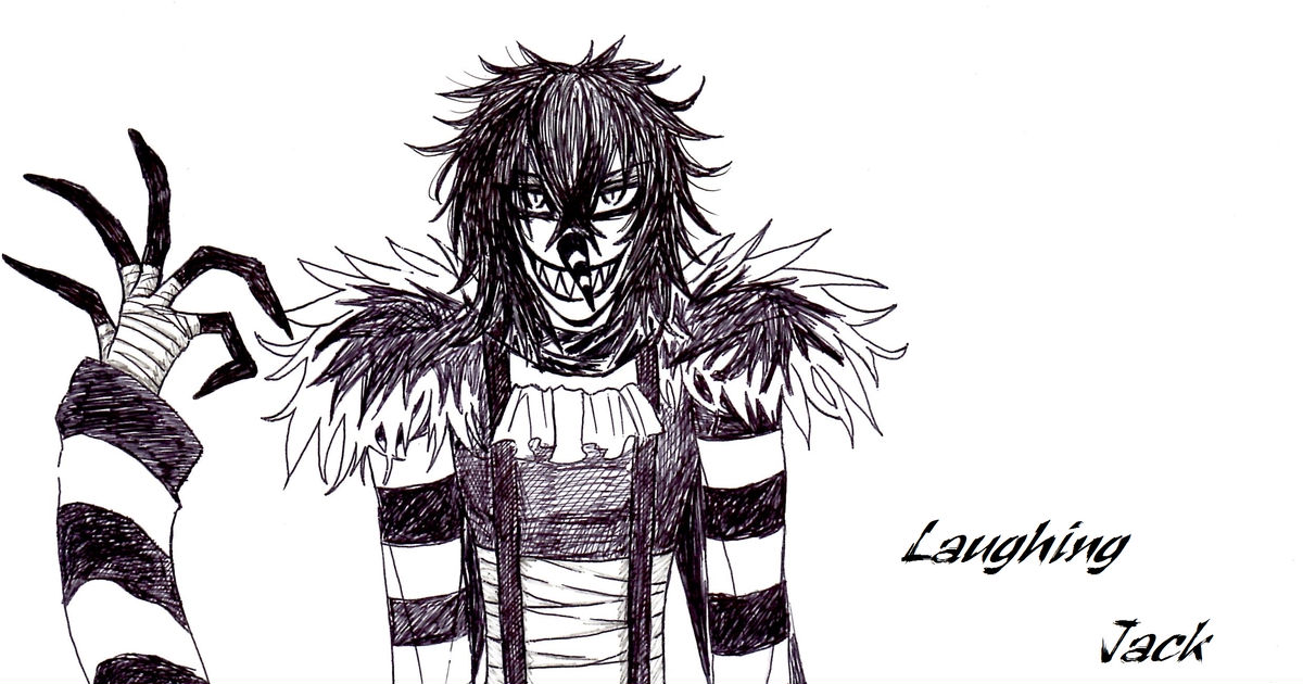 Creepypasta, clown, black&white / Laughing Jack 01 - pixiv