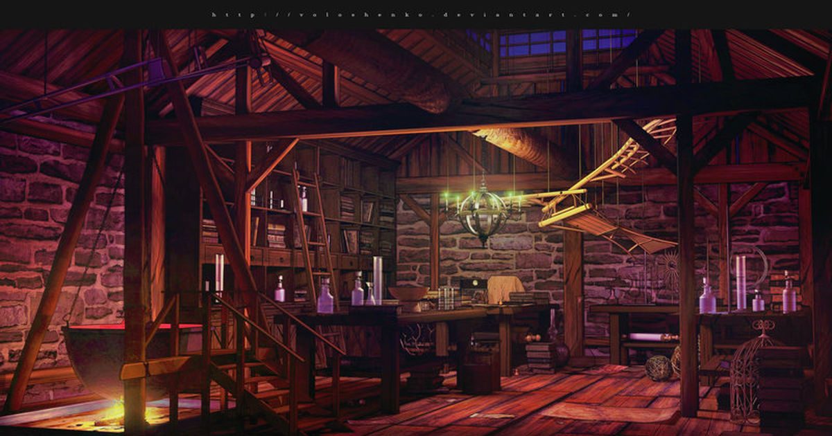 scenery, background, anime / Alchemy laboratory - pixiv