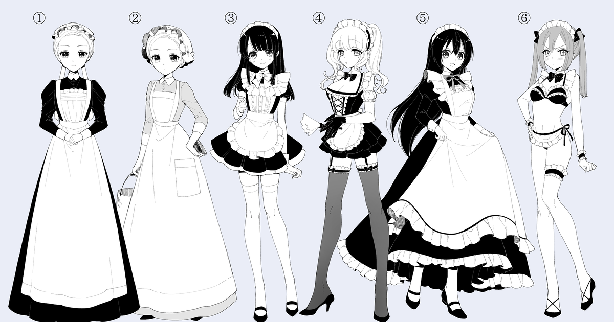 original, maid, maid uniform / メイドさん12種類！ - pixiv.