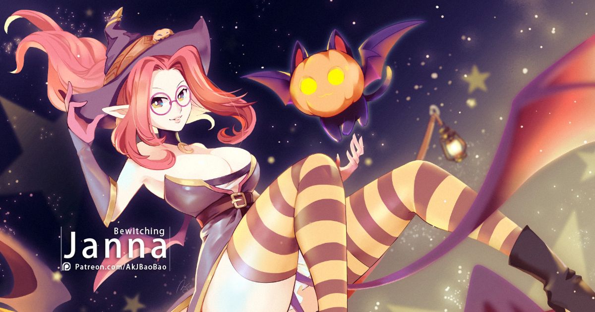 Halloween, Janna, league of legends / Bewitching Janna pixiv