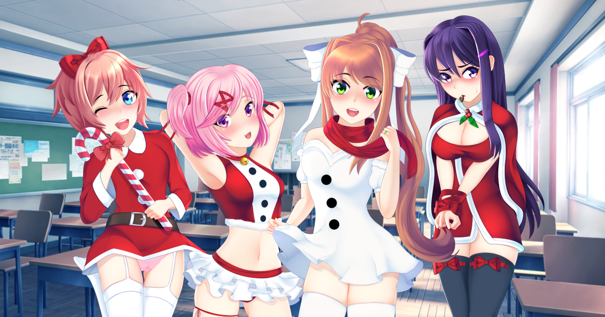 DDLC Doki Christmas Wallpaper 1 Eronekosenpais Illustrations Pixiv