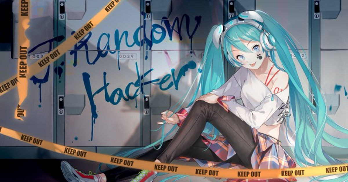 vocaloid, hatsune miku, headphones / J. Random Hacker - pixiv