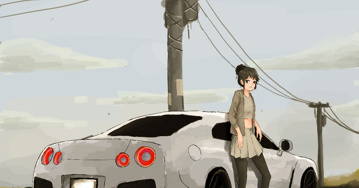 car, anime, girl / GTR - pixiv