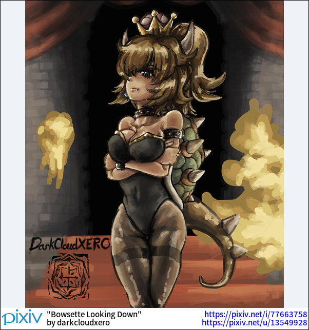 Bowsette looking down