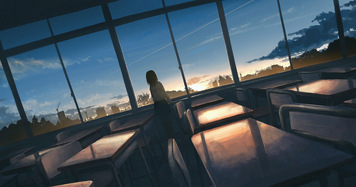 original, classroom, sunset / 3年生 - pixiv