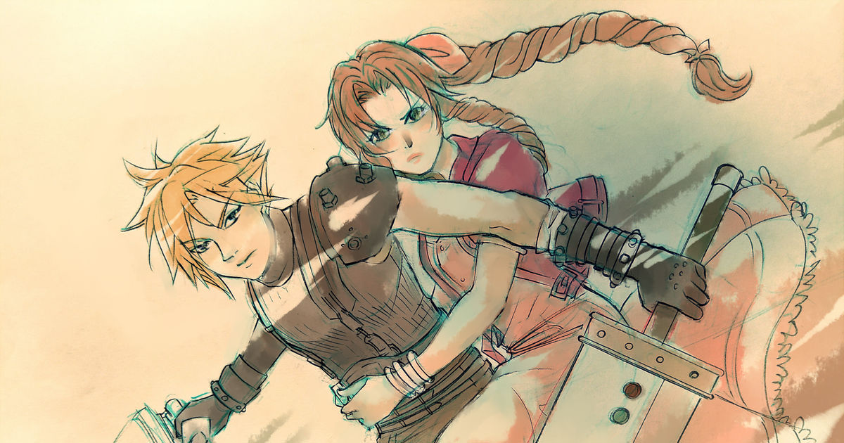 Aerith Cloud Strife Final Fantasy 7 Clerith Motorbike Comic Pixiv 7658