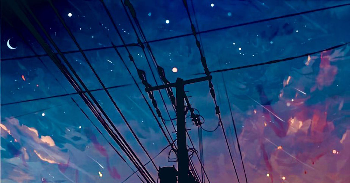 nostalgic, fantasy, utility poles / 夕陽 - pixiv