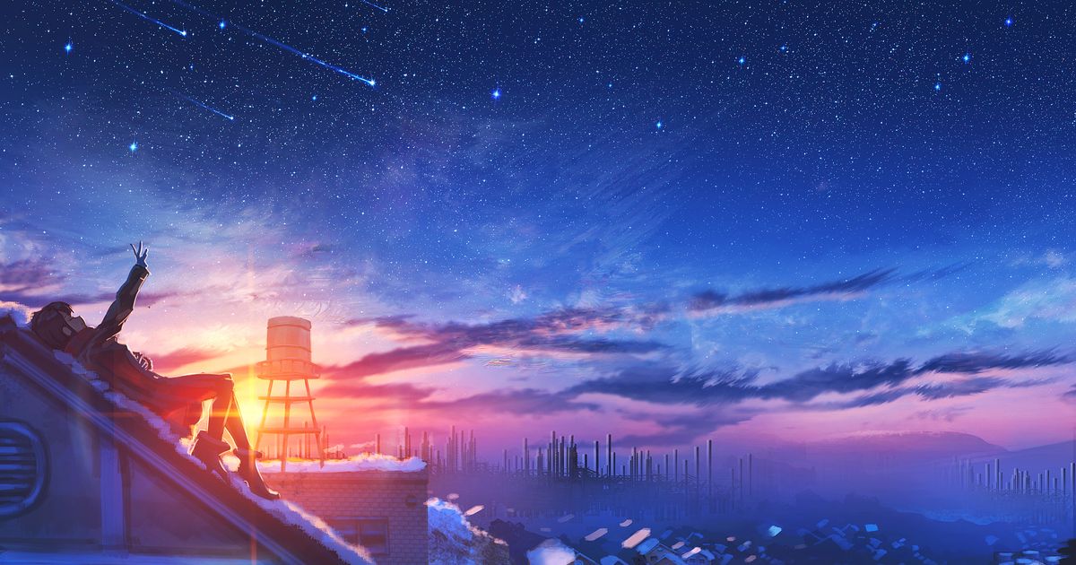 scenery, original, sky / 青の夜空 - pixiv