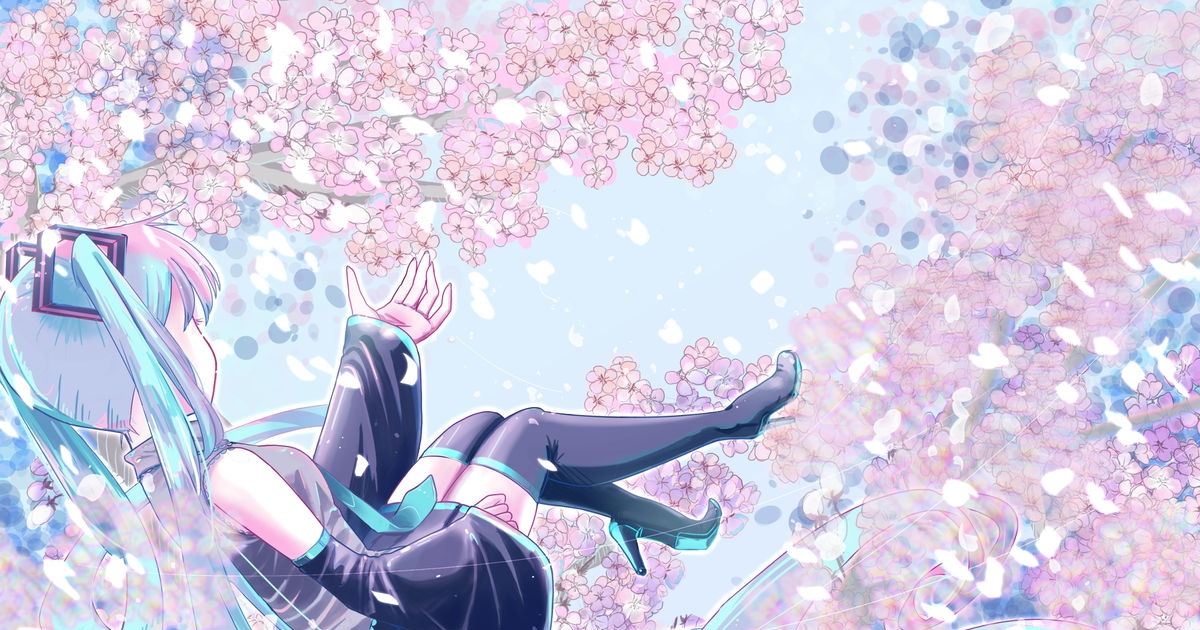 VOCALOID, hatsune miku, spring / 桜 - pixiv