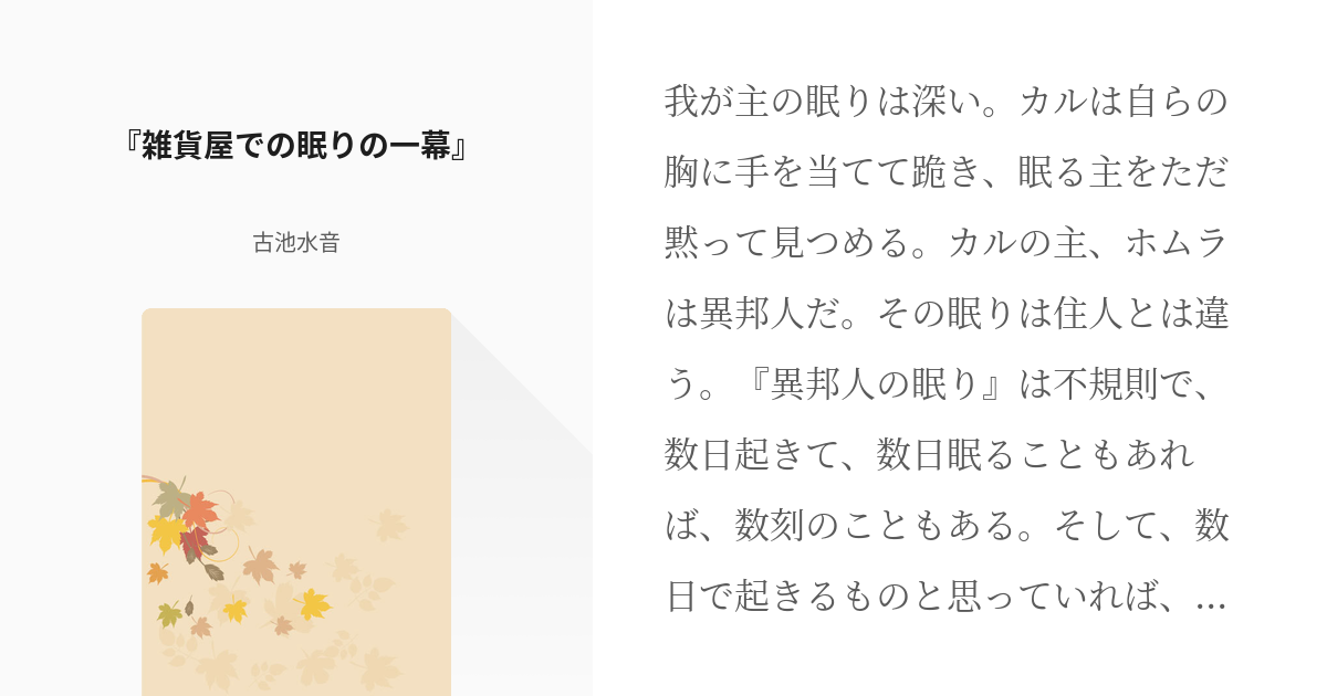 新しいゲーム始めました 使命もないのに最強です 雑貨屋での眠りの一幕 古池水音の小説 Pixiv